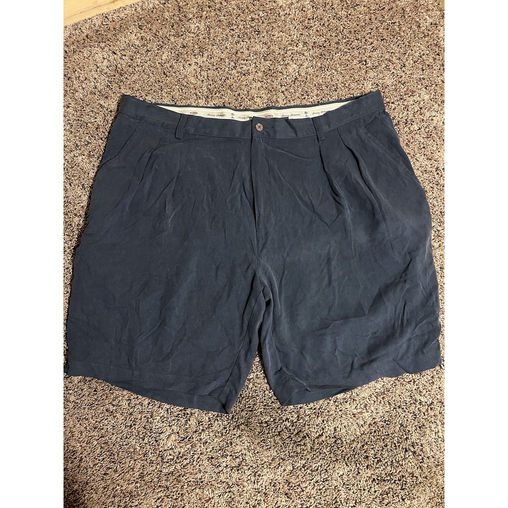 Tommy Bahama Men 42 100% Silk Shorts Blue Navy Beach Vacation Summer Cruise Trip
